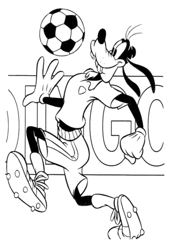 Goofy Is Playing Soccer Coloring Page